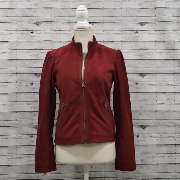 Lucky Brand-Long Sleeve Suede Jacket
